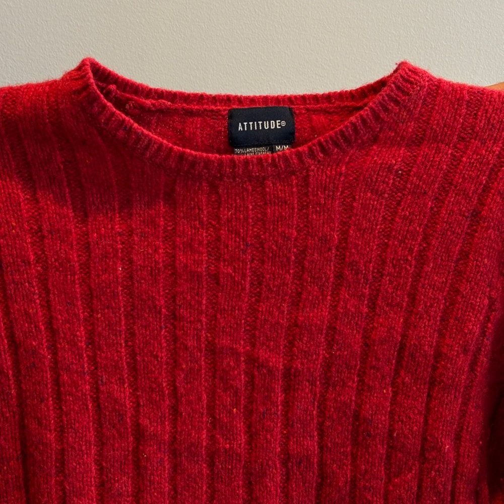 Attitude Red Ribbed Sweater